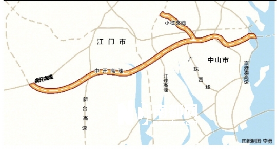 规划中的中开高速公路主线途径中山市,江门 a target="_blank" href="