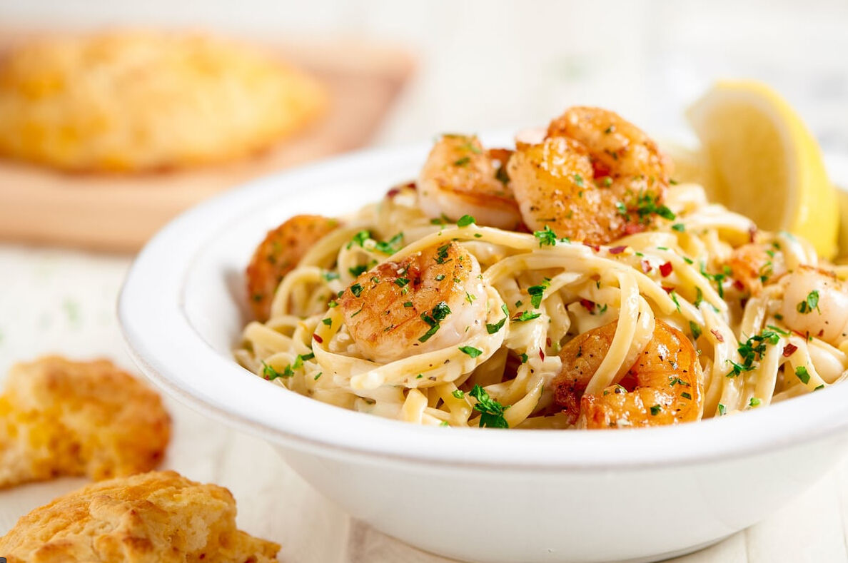 奶油虾仁意大利面