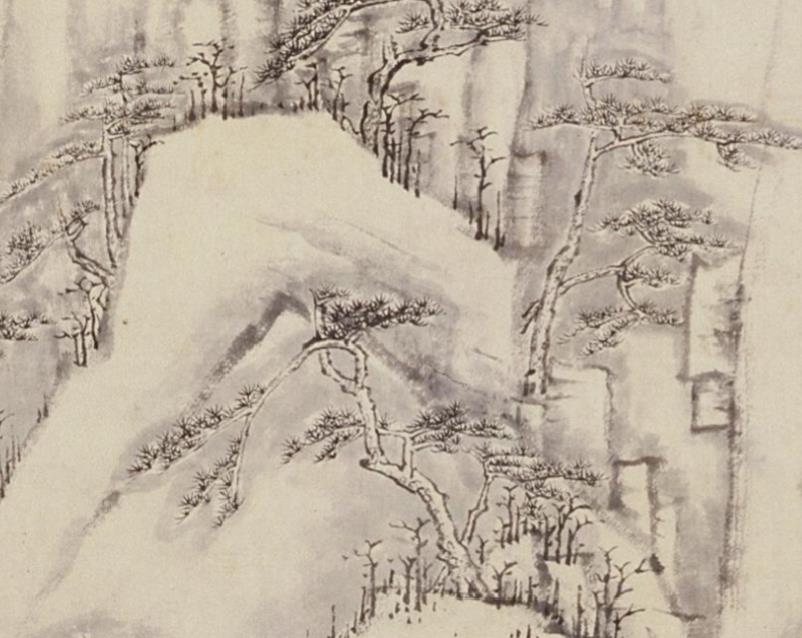 弘仁《西岩松雪图》