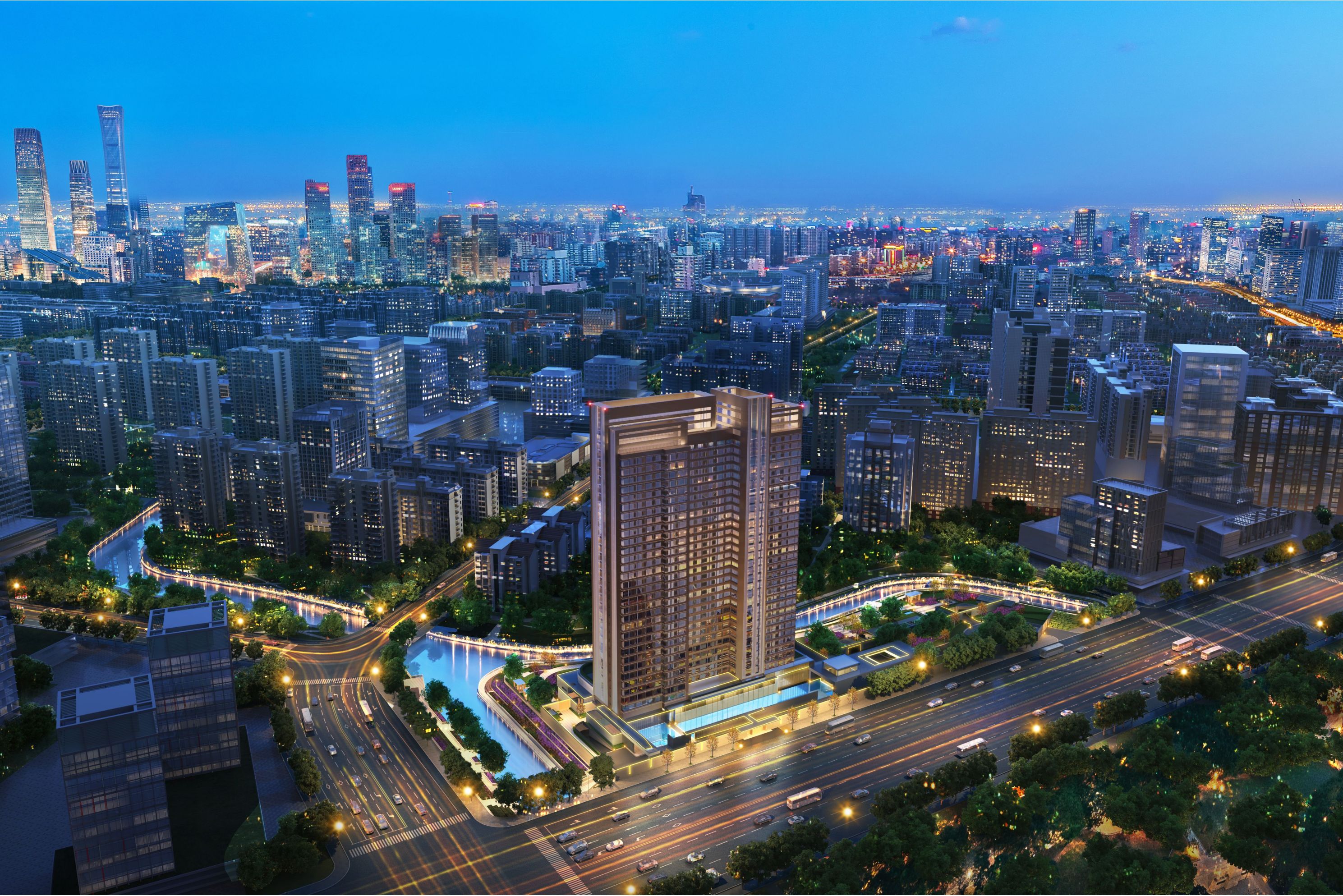  p>北京东直门8号位于东二环核心地段,两河交汇,三面环水,五衡科技