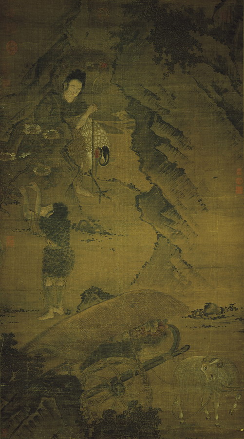 宋人画调鹤采花仙