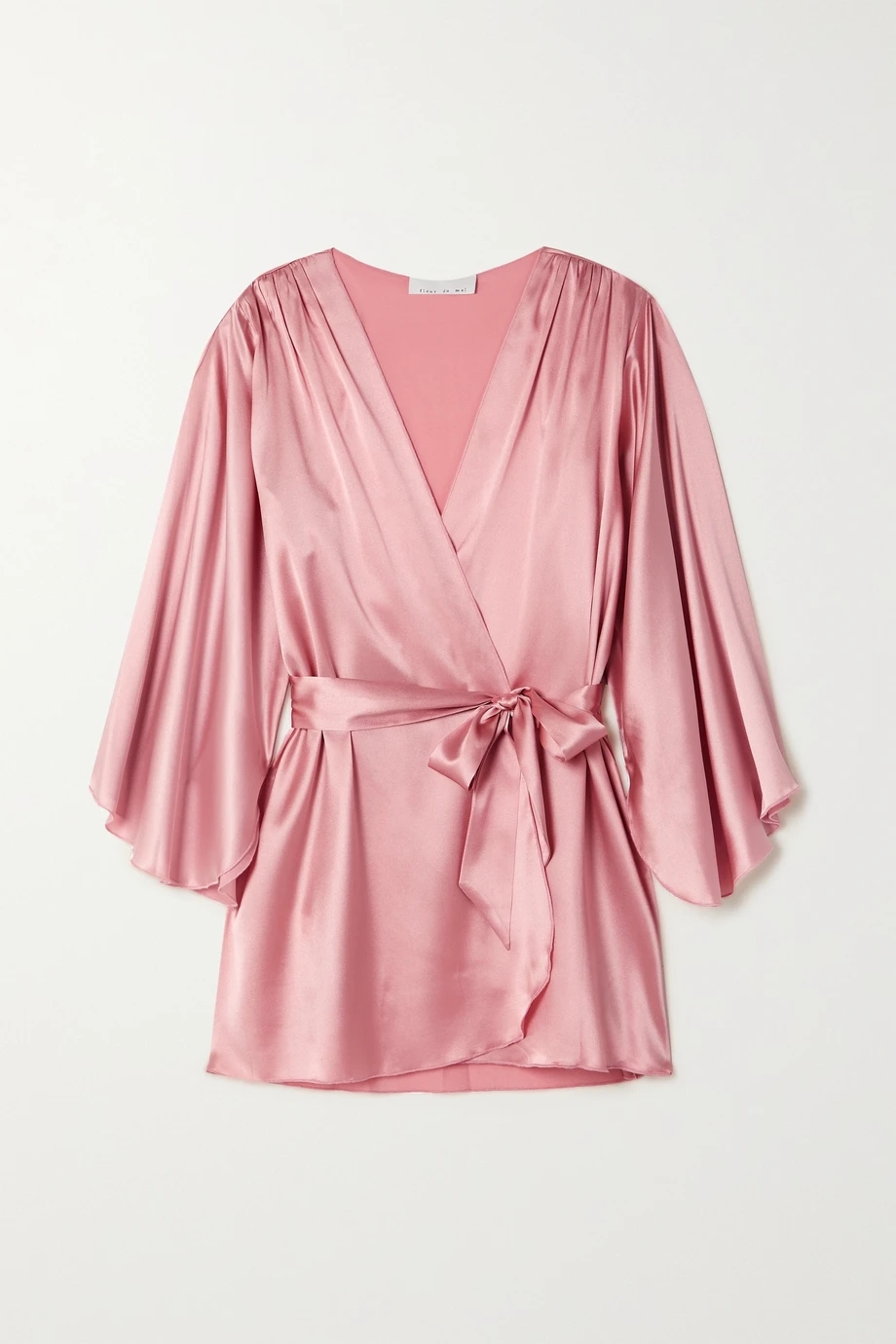 配腰带弹力丝缎睡袍