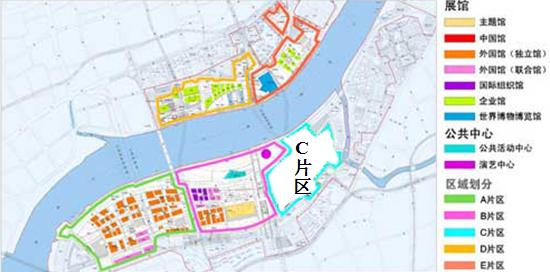 3公顷,位于浦东卢浦大桥以西的后滩地区,规划布置外国国家馆(包括上述
