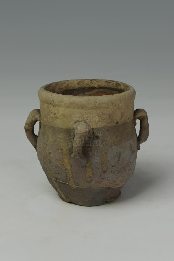 唐白釉四耳陶罐