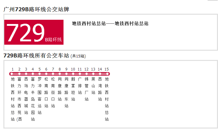广州公交729b路环线