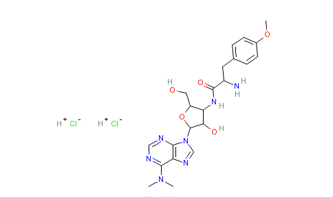  p>嘌呤霉素二盐酸盐,puromycin dihydrochloride,分子量544.