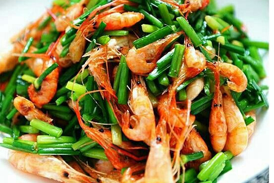 大虾炒韭菜