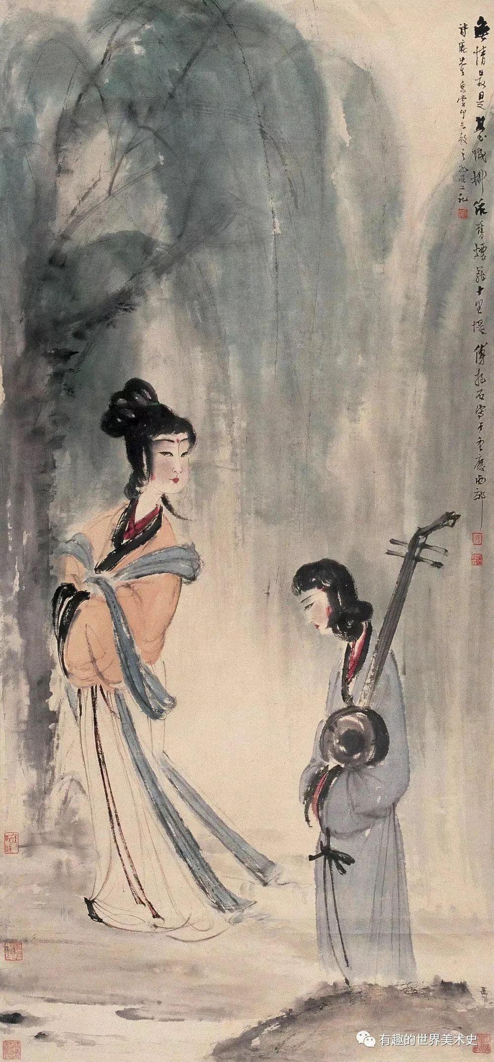 傅抱石笔下的美女，端庄高贵、美艳惊人！_百科TA说