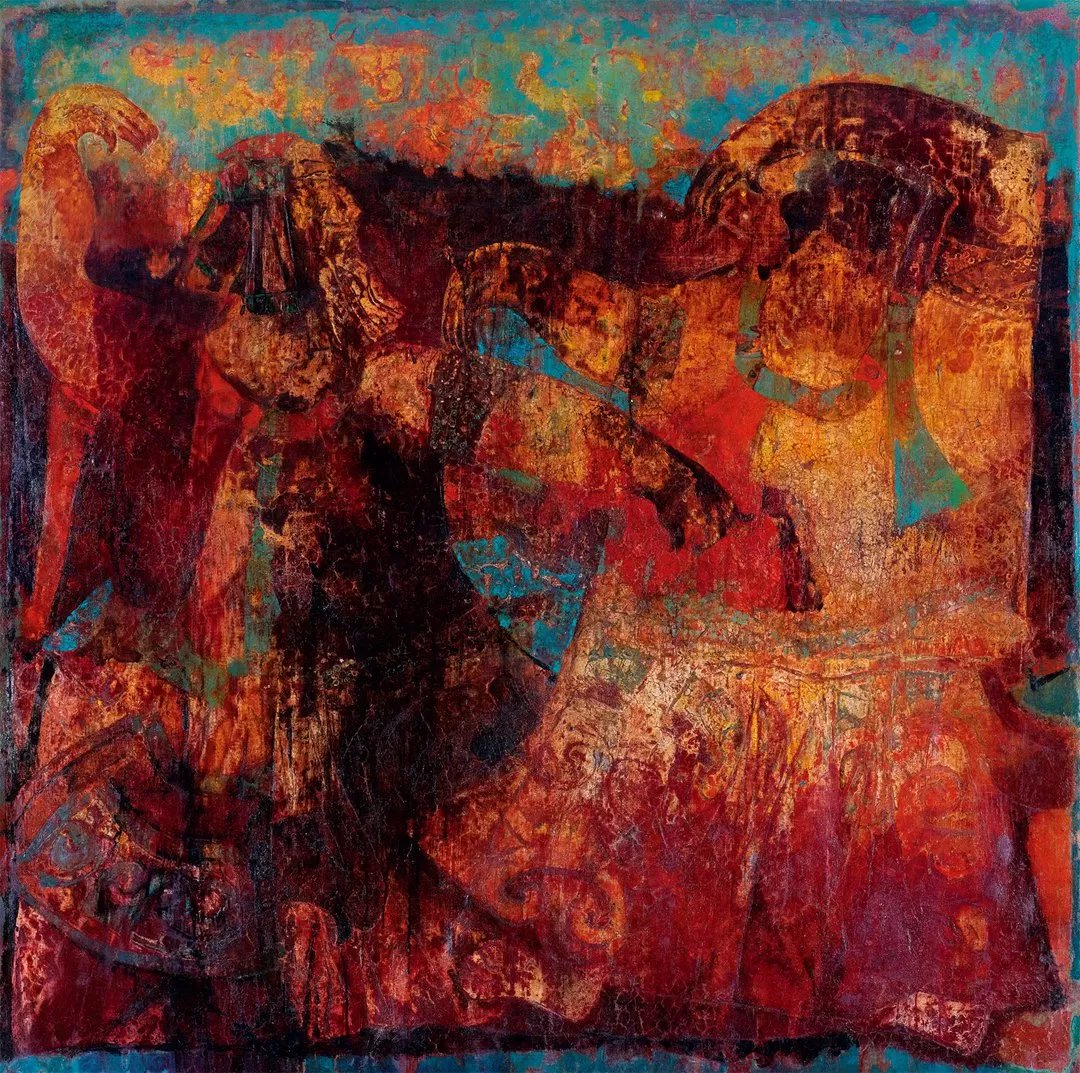  p>《吉祥蒙古·博克系列》是李学峰创作的油画. /p>