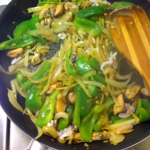 青椒洋葱烩海鲜