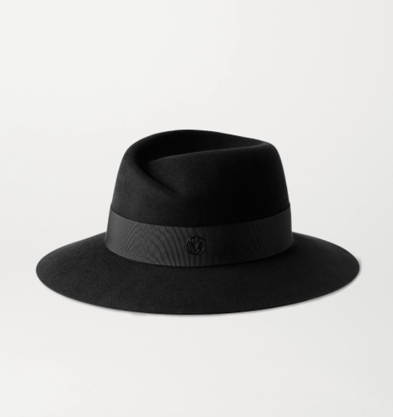 virginie罗缎边饰羊毛毡费多拉帽