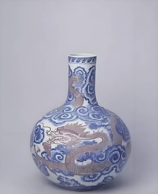 清乾隆青花釉里红云龙纹天球瓶_百度百科