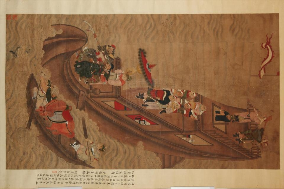 清无款关羽单刀赴会图轴