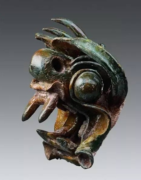 唐代绿琉璃釉兽头