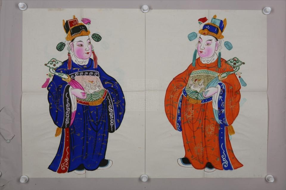 现代四川绵竹如意状门神年画