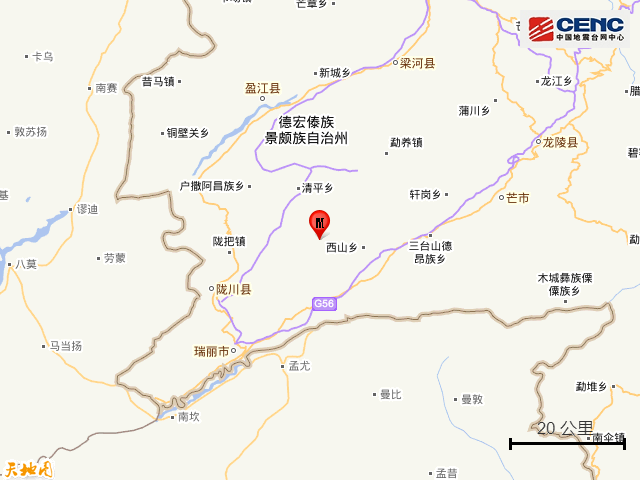 2023年2月19日2时53分在云南德宏州陇川县发生3