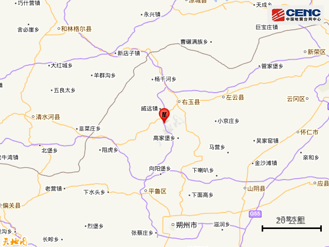  p>2022年9月3日10时47分,在山西朔州市右玉县(北纬39.87度,东经112.