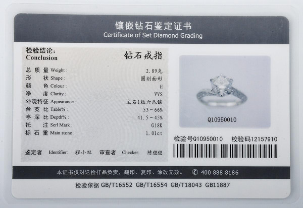 包含贵重金属鉴定证书是真,物品是假的词条 第1张