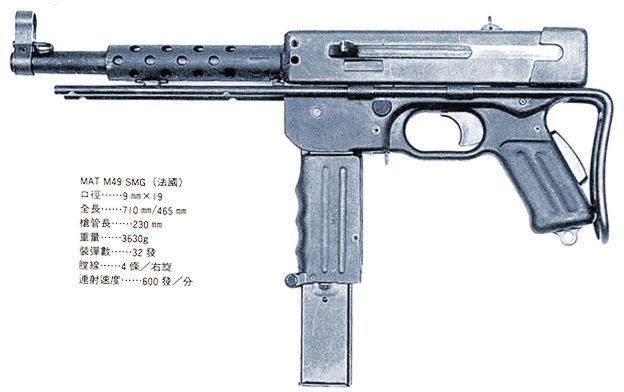  p>mat49式9mm冲锋枪由法国国营蒂尔武器制造厂生产,能够杀伤200m内有