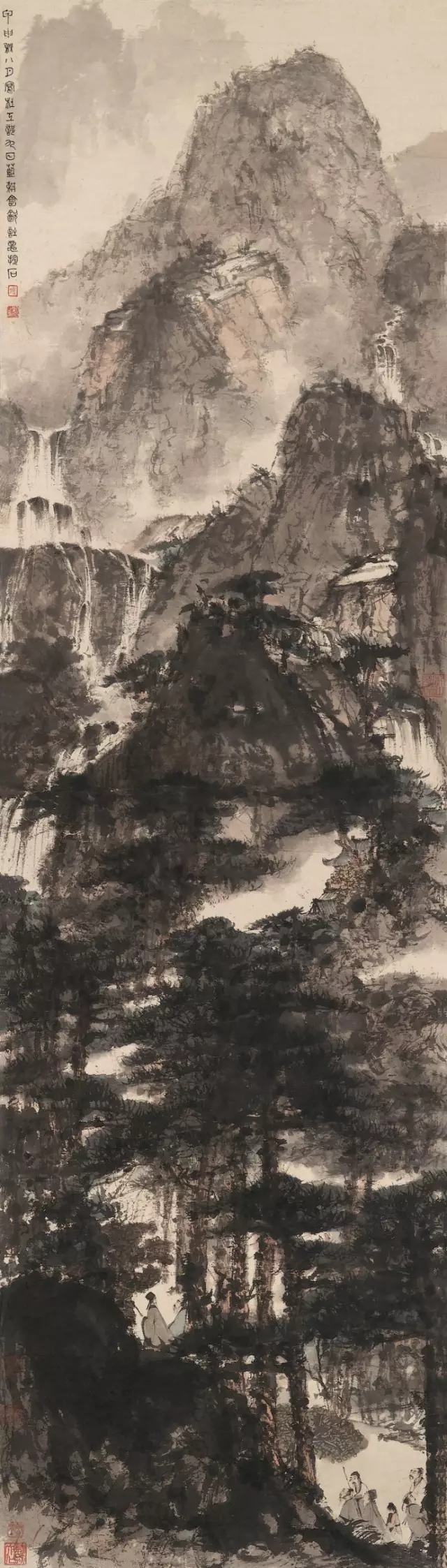 一代中国画大师傅抱石，一组最精湛的水墨山水人物画！_百科TA说