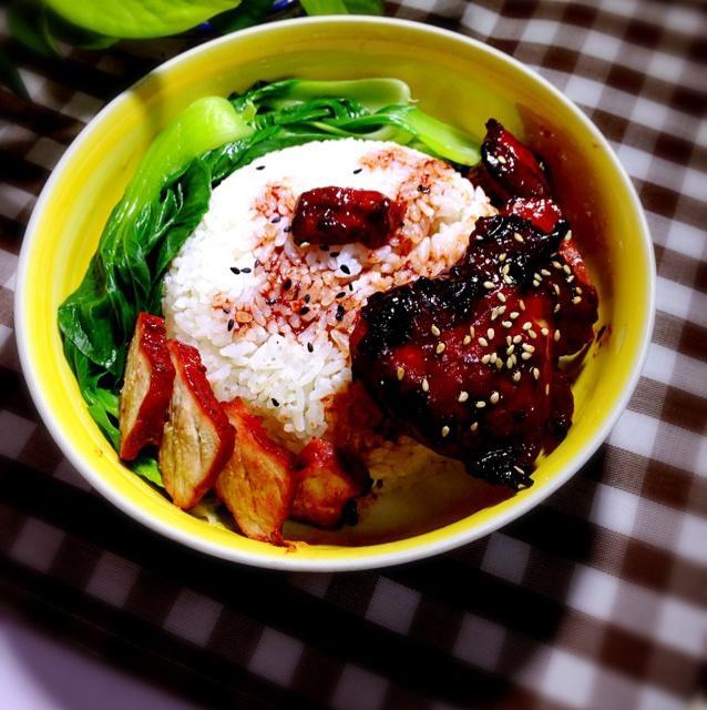 叉烧蜜汁鸡腿饭