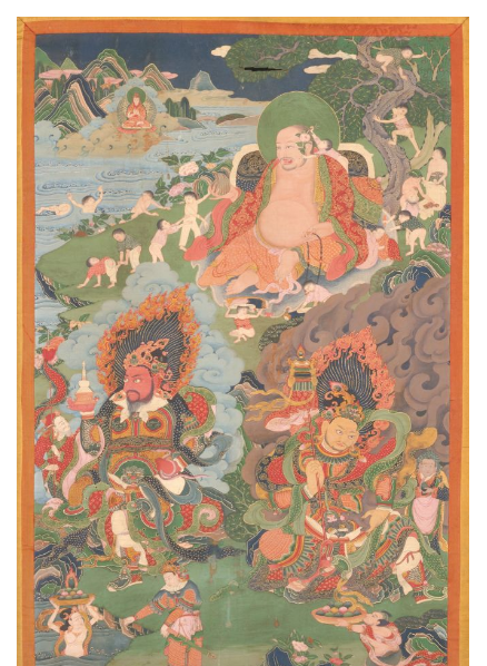 18世纪布袋和尚与天王唐卡