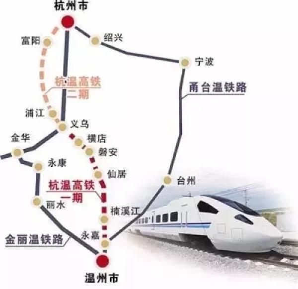 设计时速350km/h,共分为三段建设建设,分别为杭温铁路一期(义乌至温州