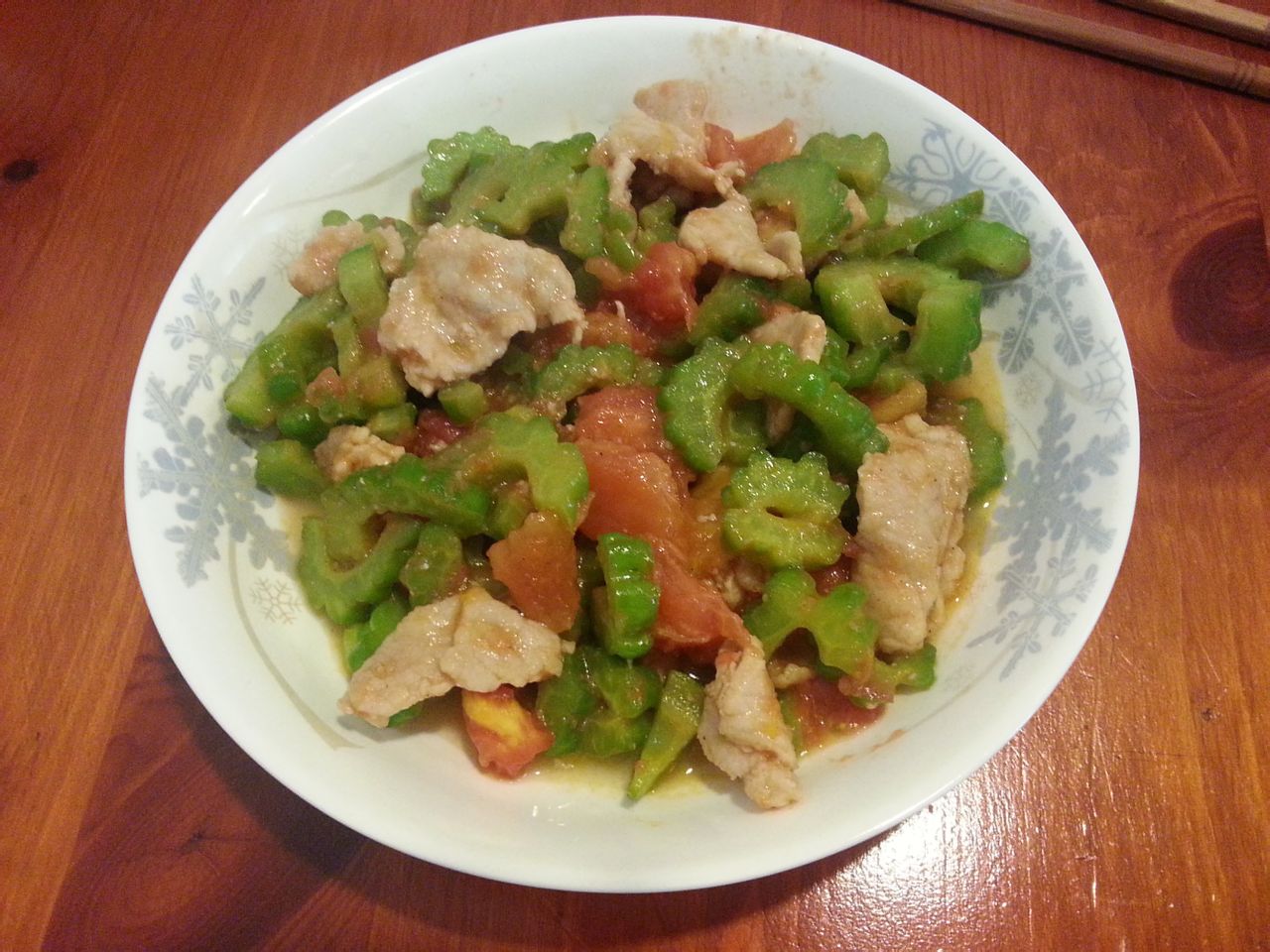 苦瓜番茄炒肉片