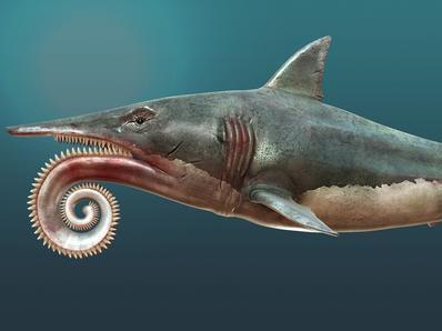  p>太陆鲨,未完全确认的一种大型鲨鱼,出现在二叠纪早期——二叠纪