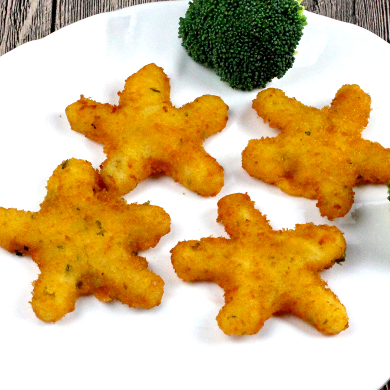 肯德基推出了一种油炸类快餐食品,官方名称为"星型海鲜烩"选用