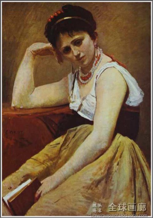 柯罗头戴珍珠的女郎