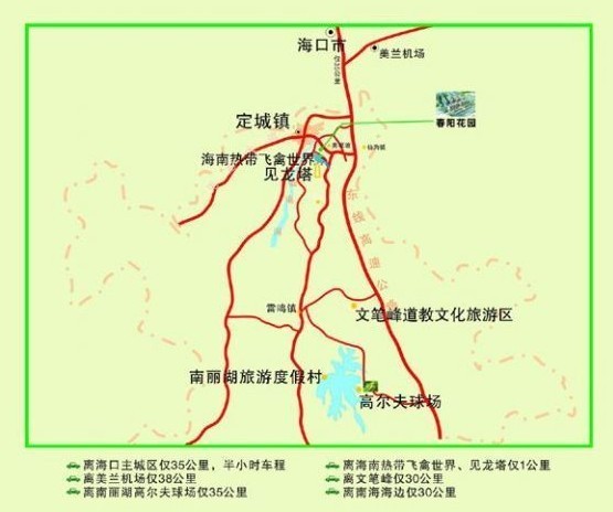 地处定安定城龙脉见龙大道南侧,北靠海南最大的河流南渡江,西侧毗邻定