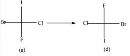 a到d为纸面旋转180°，构型不变
