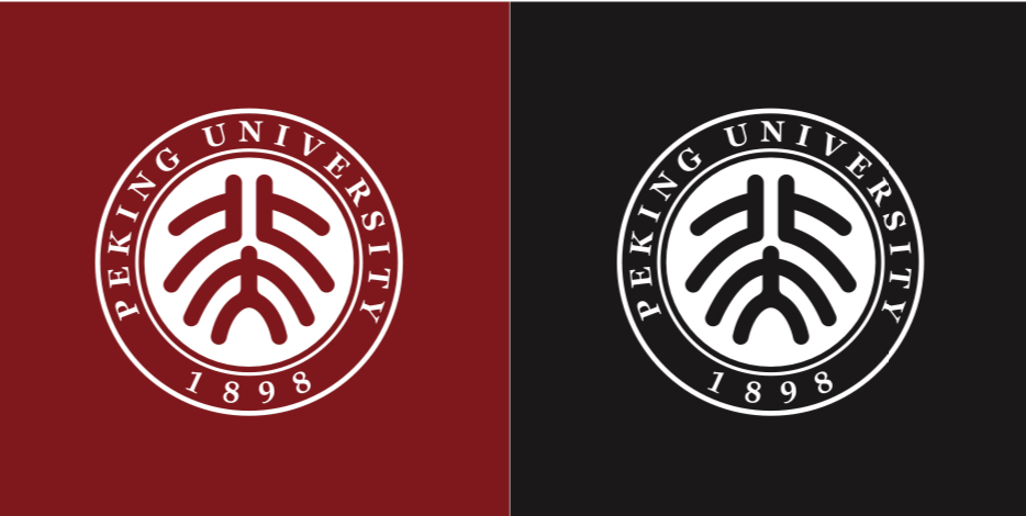  p>北京大学校徽,造型是中国传统的瓦当形象,"北大"两个篆字上下排列 