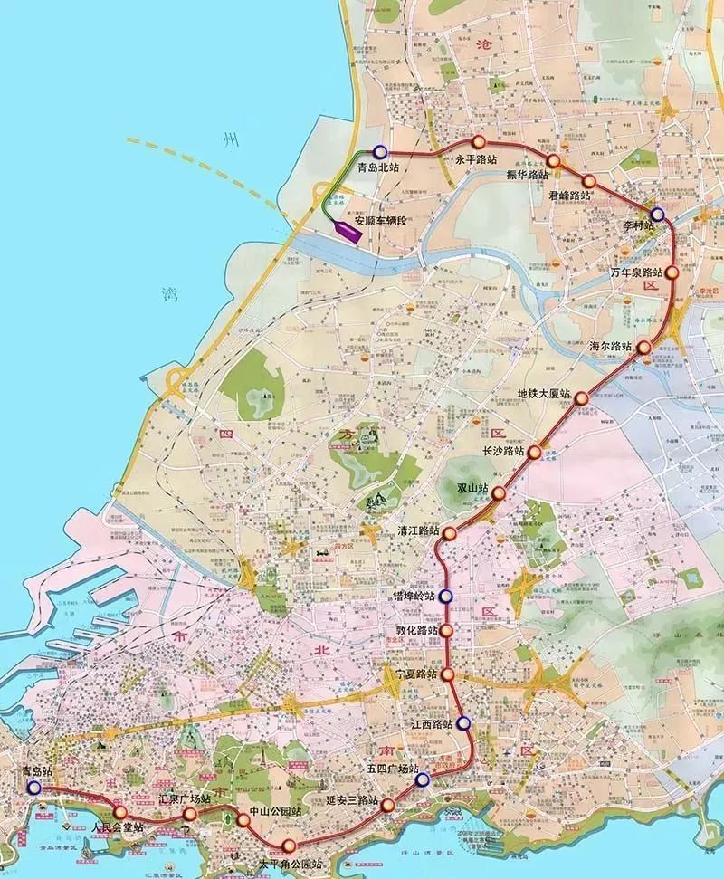  p>青岛地铁3号线是青岛市首条地铁线路,也是中国山东省第一条建成