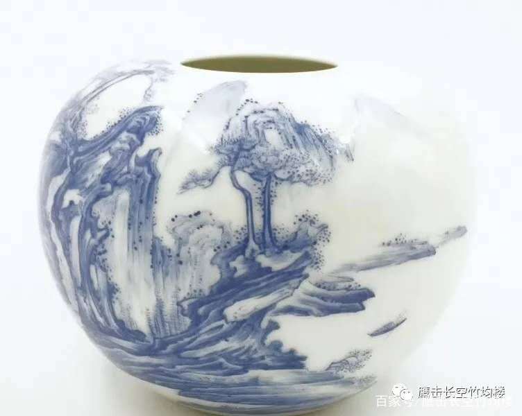 清雍正蓝料珐琅彩山水诗文苹果尊_百科TA说