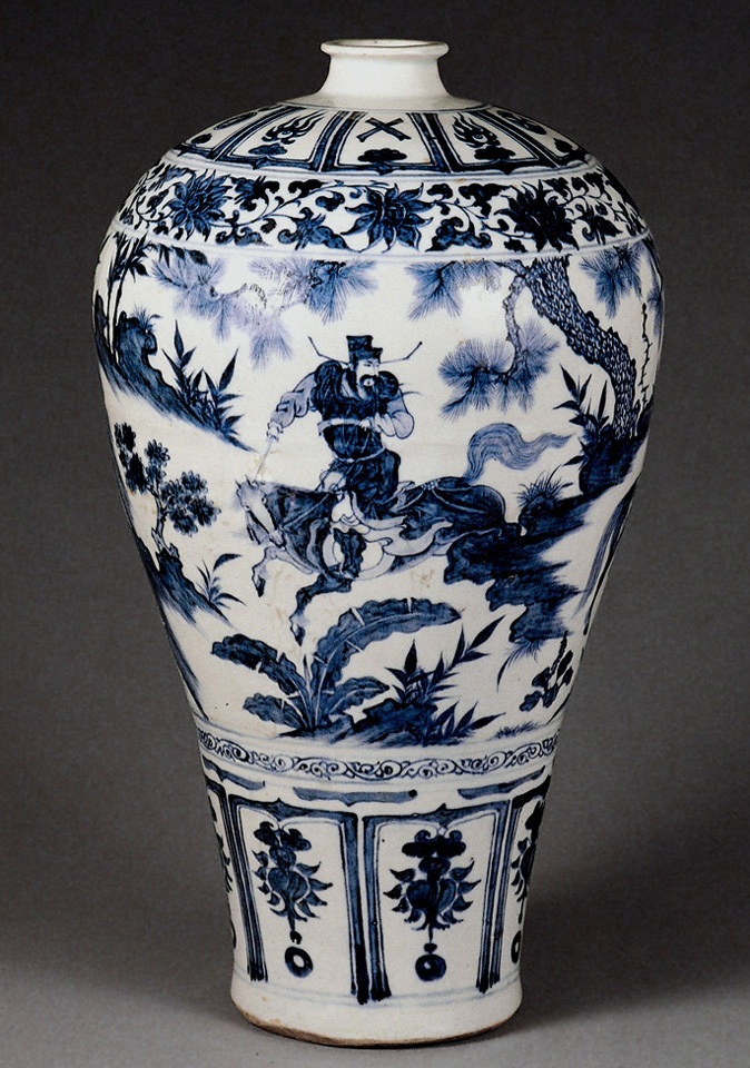 元青花箫何月下追韩信图梅瓶