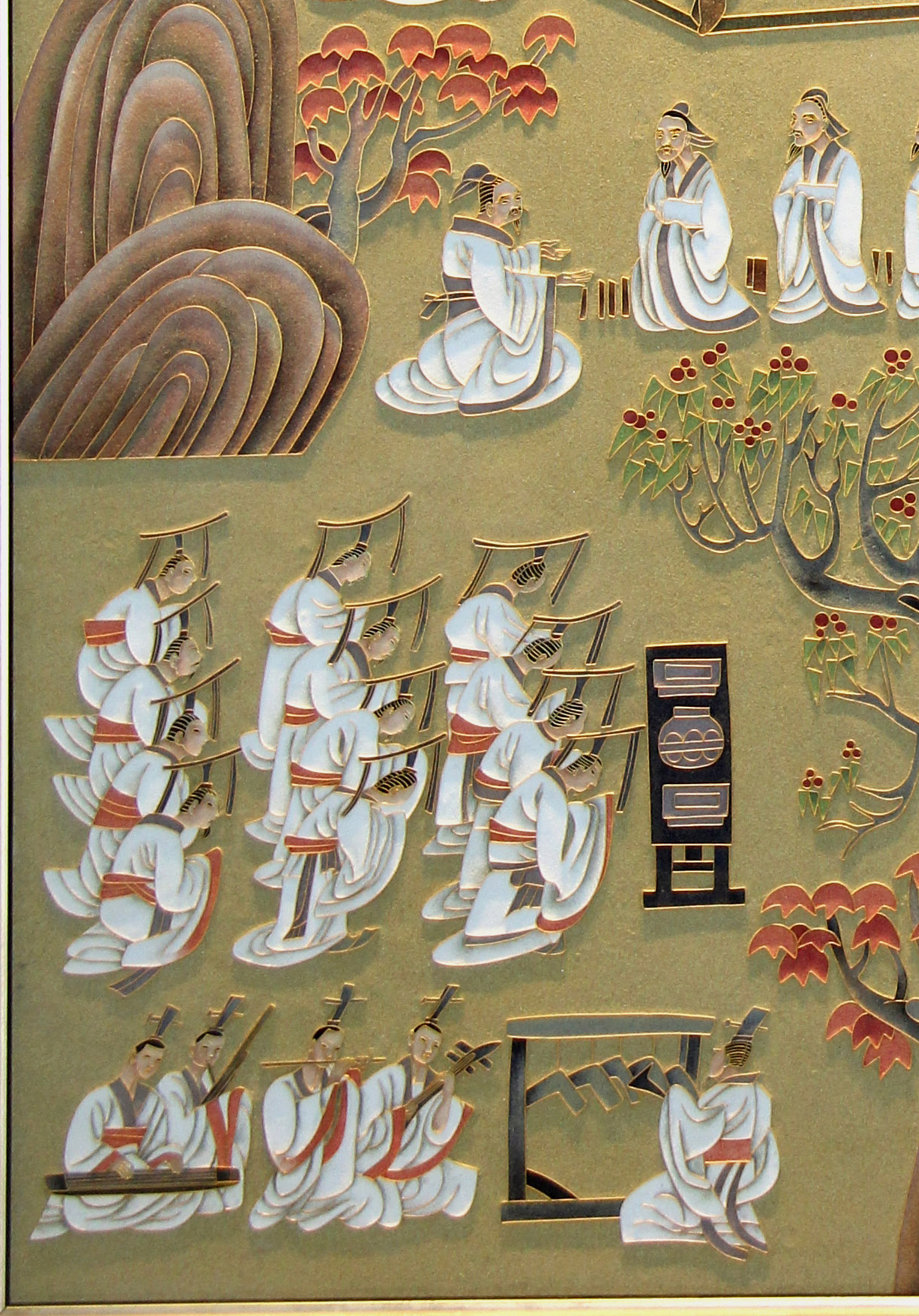 ">姜炳清 /a>于2013年为中建大厦贵宾厅设计的珐琅铂晶壁画作品,表现