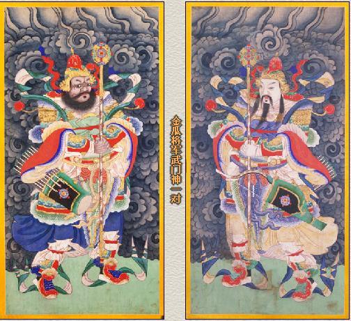 清金瓜将军武门神一对