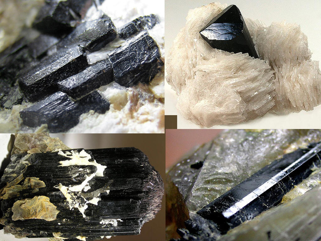黑电气石颜色随成分不同而异:富含fe的电气石呈黑色.
