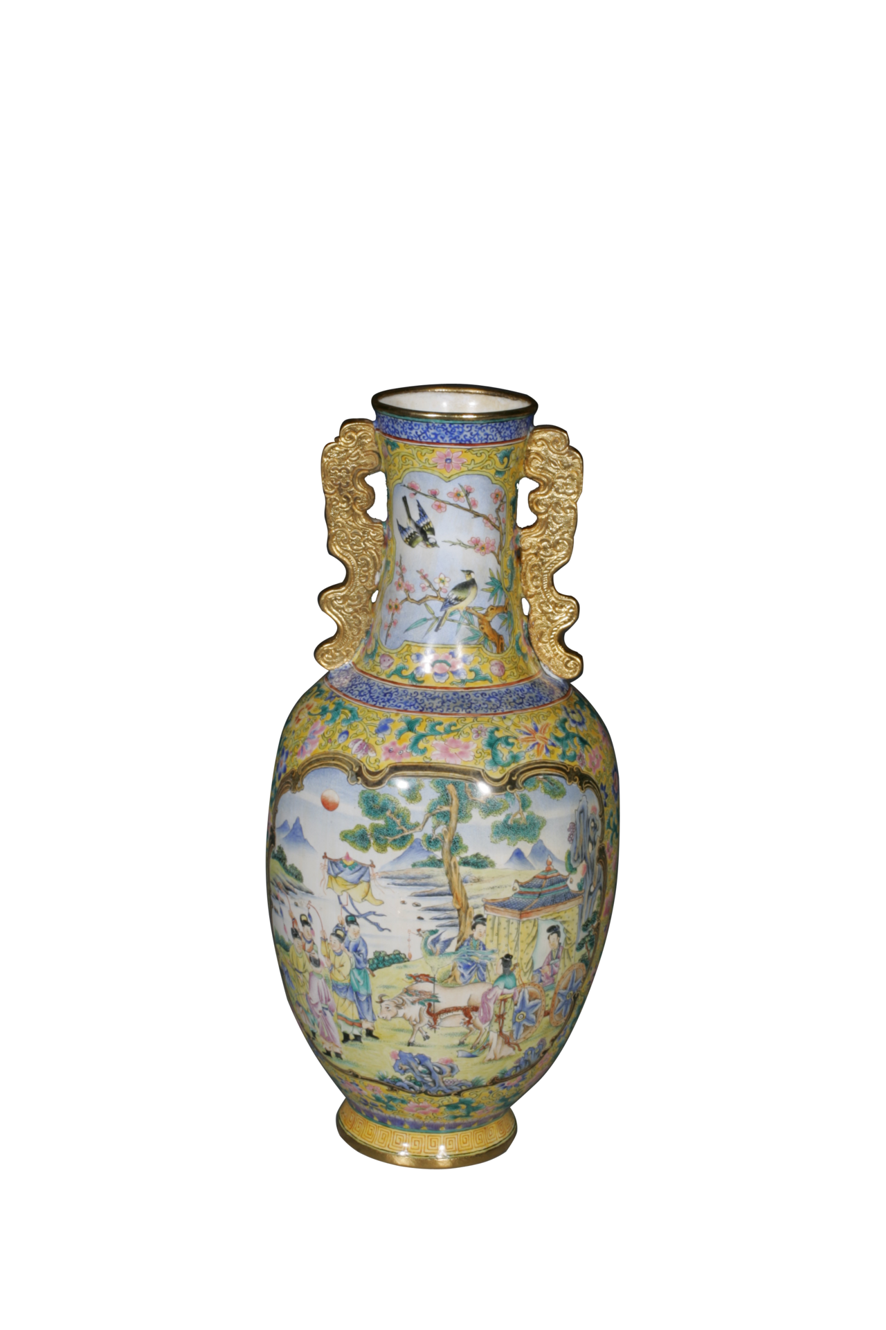  p>此展品为清朝文物,口径4.3 cm,底径5 cm,高21 cm.