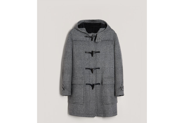 羊毛格纹粗呢大衣