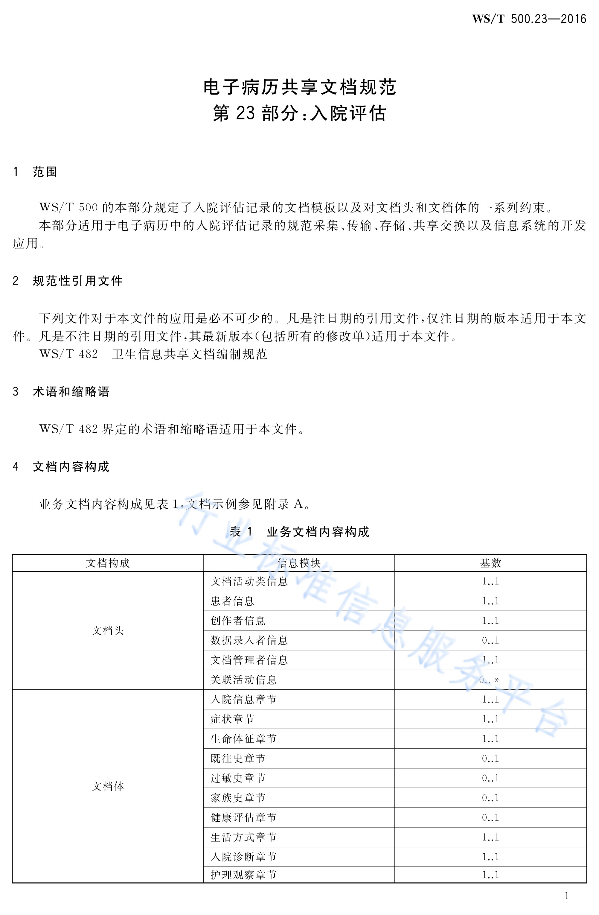  p>《电子病历共享文档规范—第23部分:入院评估》(ws/t 500.