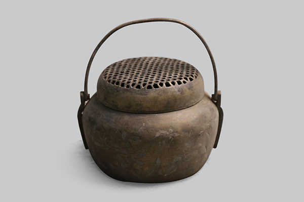 清代圆形提梁铜手炉