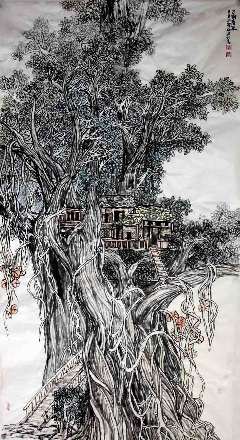 (谭红晶)早年毕业于解放军军医学院,后就读于中央美术学院国画系