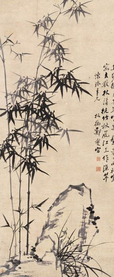 中国古美術・純手描き三尺画芯竹子図・水墨画・鄭板橋印款・書道・肉筆・带水印・宣紙 中国古美術・純手描き三尺画芯竹子図・水墨画・鄭板橋印款・書道・肉筆