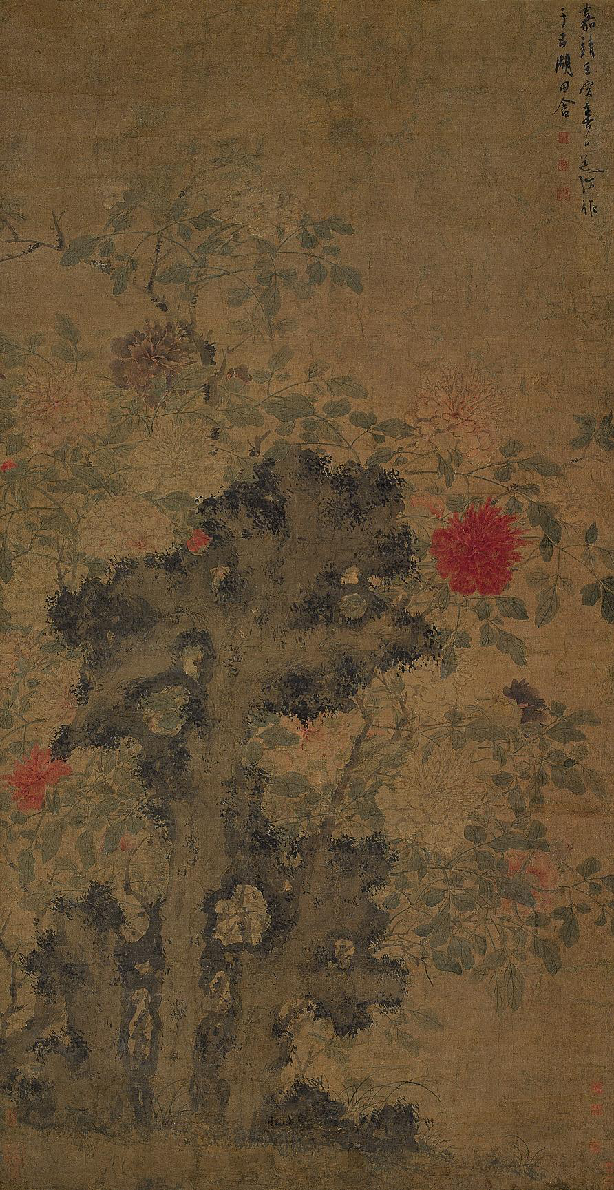 明陈淳牡丹湖石图轴