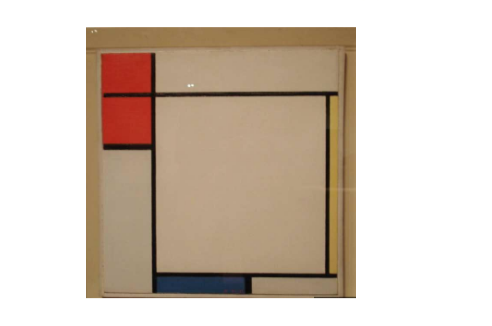  p>我们看到的这幅《油画红黄蓝》作品,是典型的"蒙德里安风格",也是