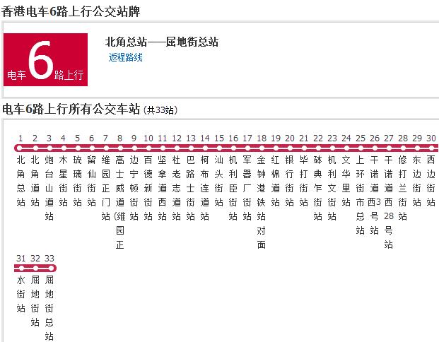 香港公交电车6路