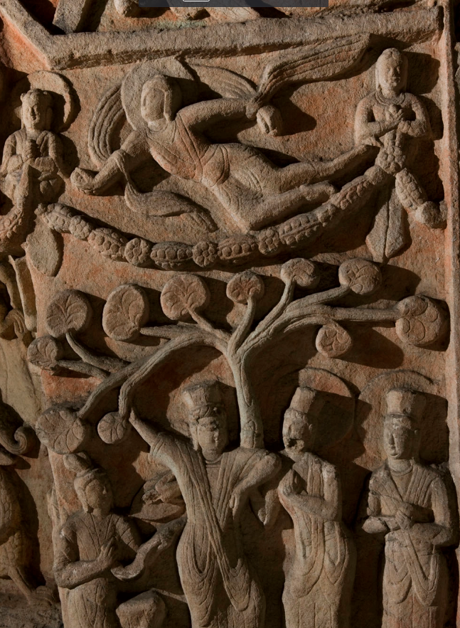 讲述的是释迦牟尼当年从其母摩耶夫人右腋下降生的故事.